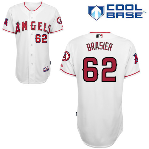 Ryan Brasier #62 MLB Jersey-Los Angeles Angels of Anaheim Men's Authentic Home White Cool Base Baseball Jersey